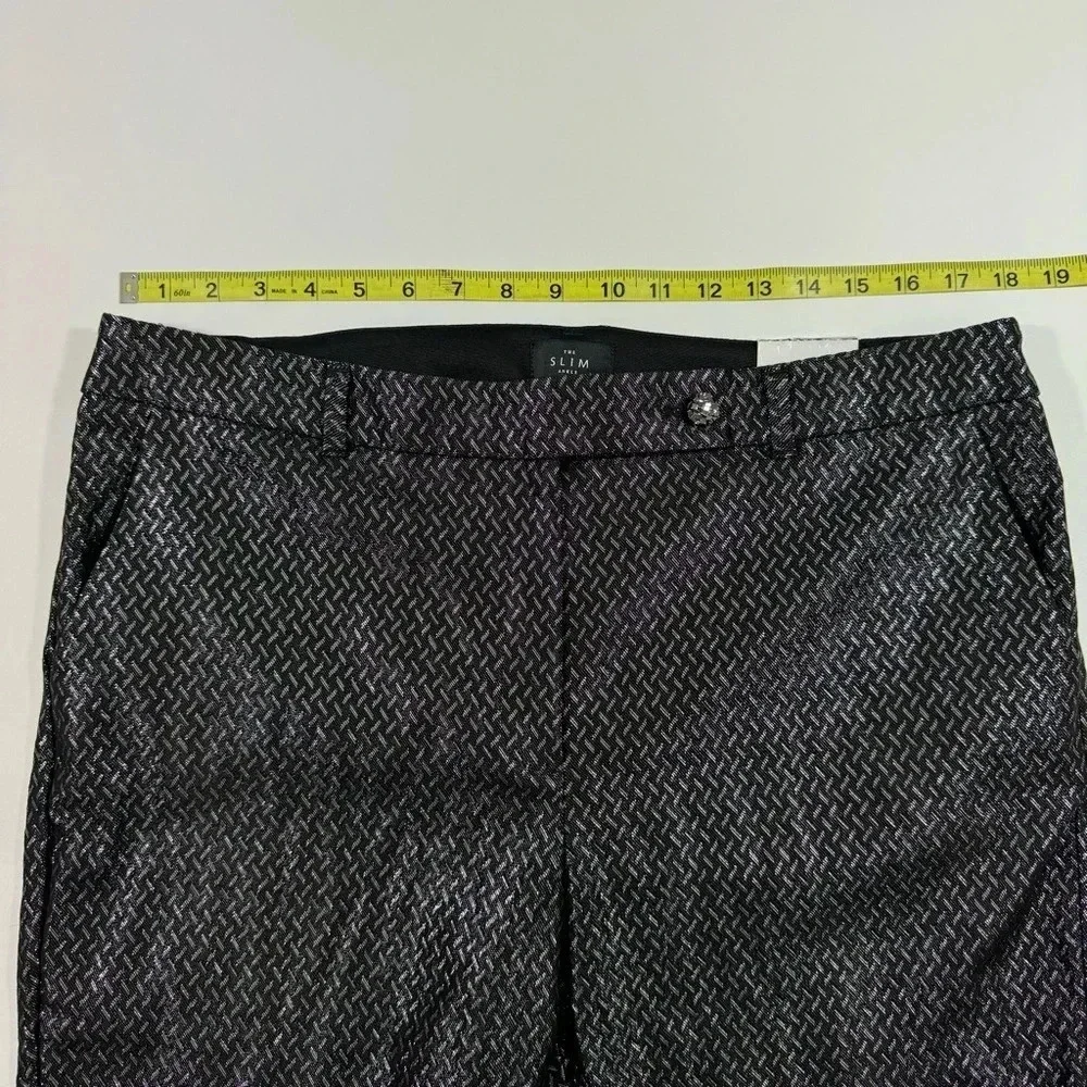 New White House Black Market The Slim Ankle Pants Metallic Black